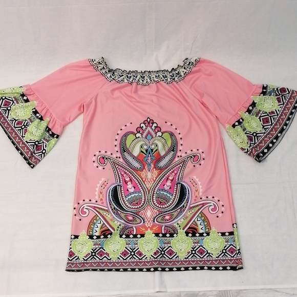 Yucan Off Shoulder Beach Pink Dress Balloon Slee… - Picture 4 of 13